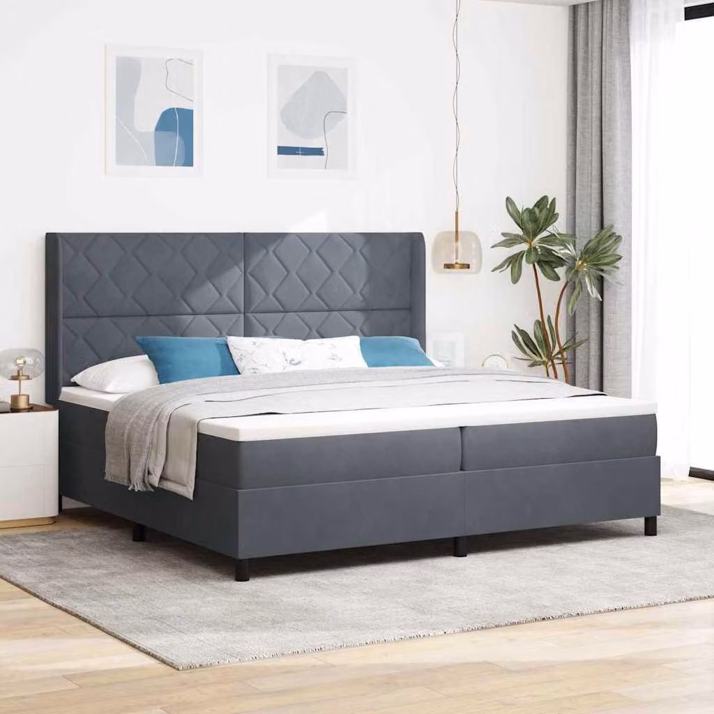 Maison Exclusive - Letto a molle con materasso Grigio scuro 200 x 200 cm Velluto