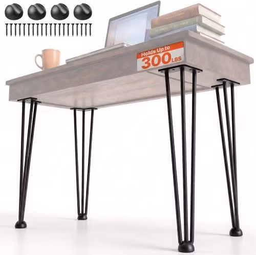 Set di 4 gambe a forcina VEVOR in metallo nero opaco per scrivania e tavoli, stile industriale, Altezza: 50,8 cm