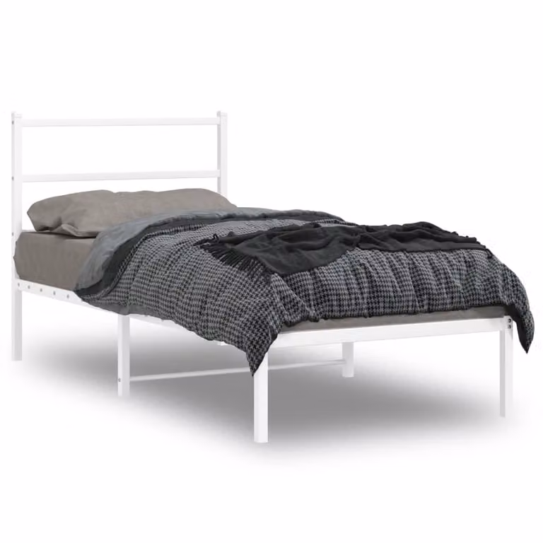 vidaXL Giroletto con Testiera in Metallo Bianco 90x200 cm