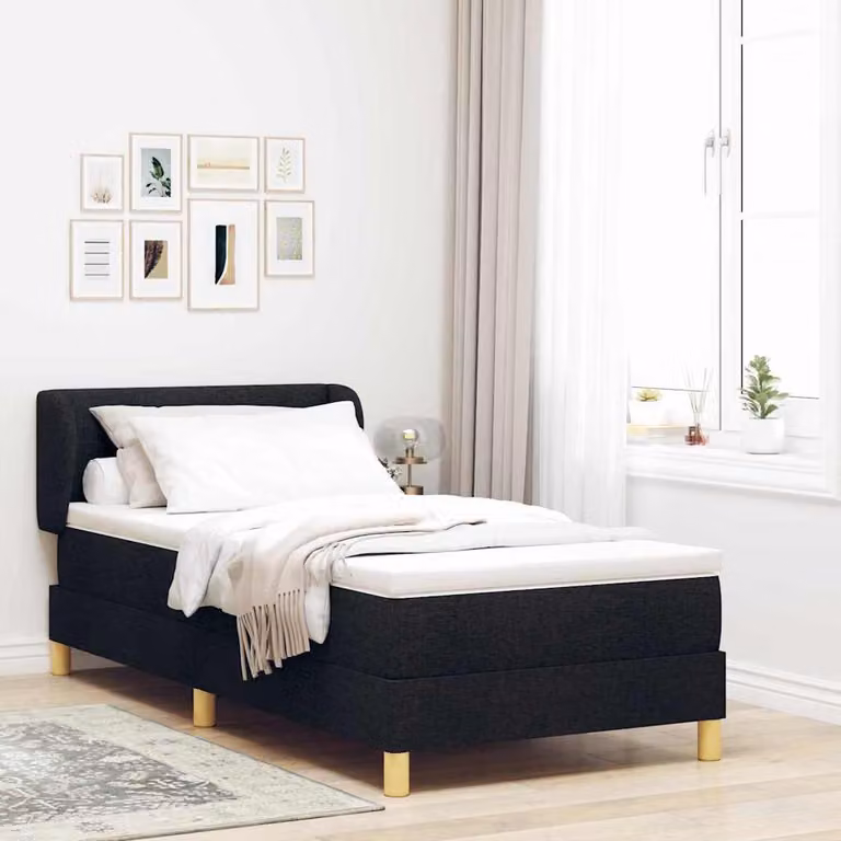 Maison Exclusive - Letto boxspring con testiera, nero, 100 x 200 cm, tessuto