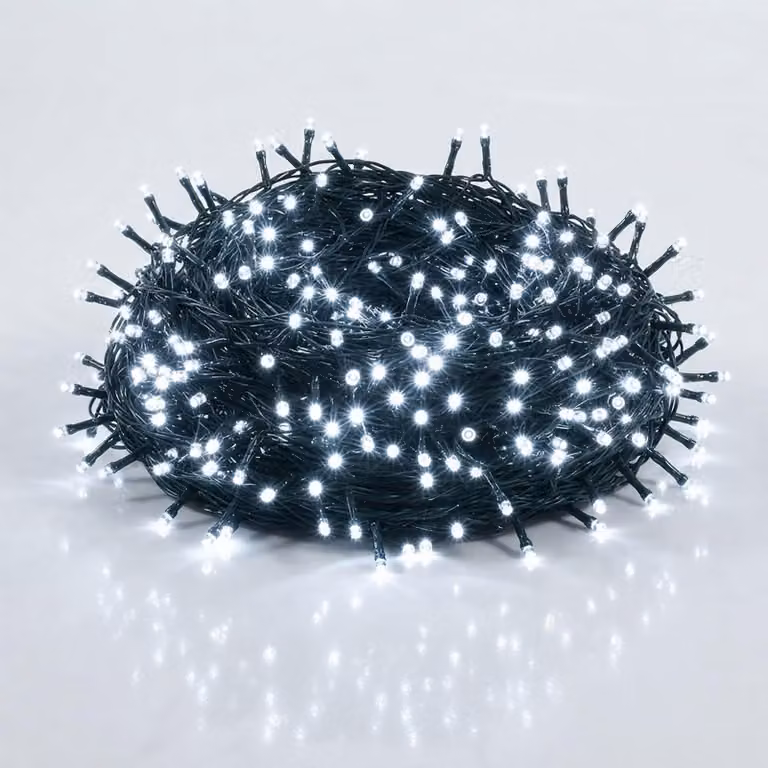 Catena luminosa natalizia (luce fredda), bianca - 320 LED - Illuminazione decorativa per esterni con timer