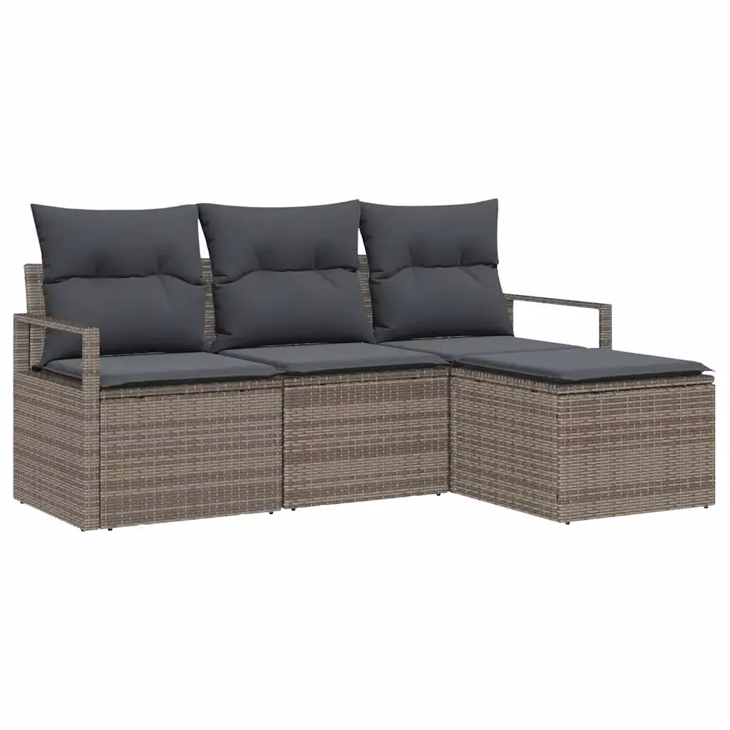 Set di divani da giardino vidaXL a forma di L con cuscini, colore grigio – 2