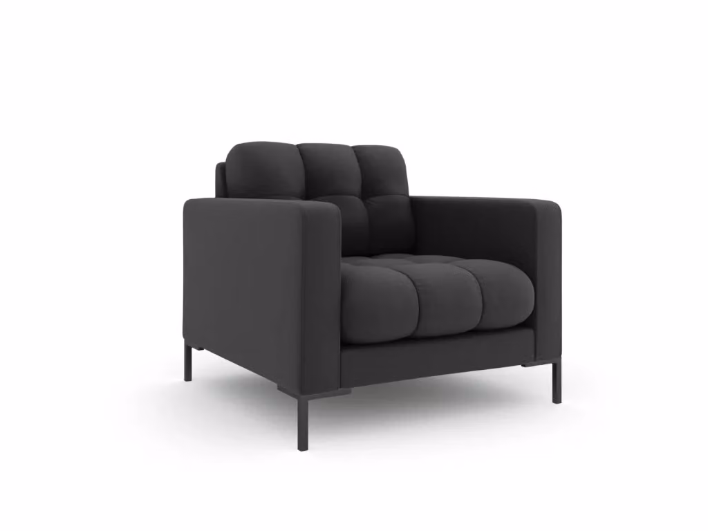 Poltrona Bali Cosmopolitan Design in tessuto strutturato grigio antracite con struttura in metallo e braccioli – 2