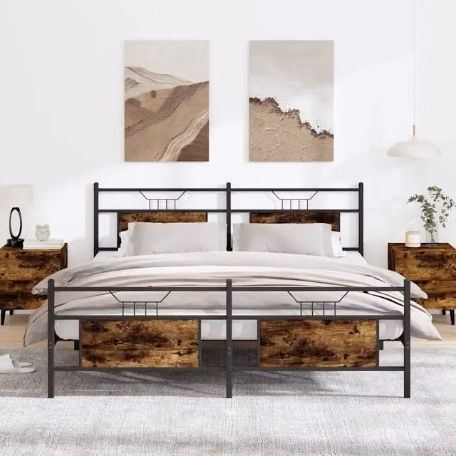 Giroletto vidaXL in metallo e MDF color rovere fumo L: 183 cm, P: 213 cm