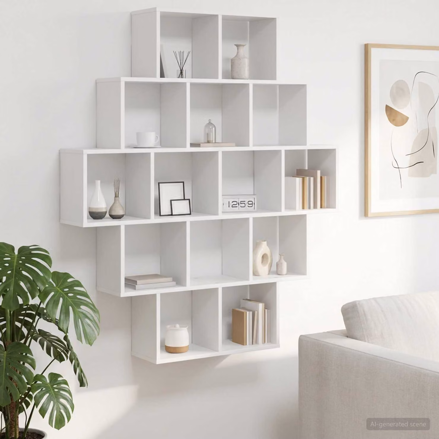 Scaffale da parete moderno vidaXL Bianco L 120 cm x P 20 cm x H 136 cm