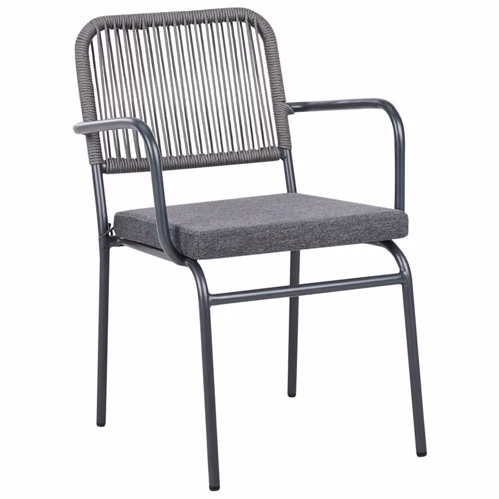 Set di 8 sedie da giardino BELIANI in alluminio impilabili con cuscini grigi per esterni – 2