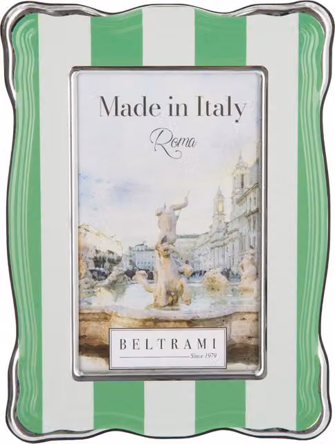 Portafoto Summer Beltrami rettangolare in legno verde e metallo argento per tavolo 10x15 cm