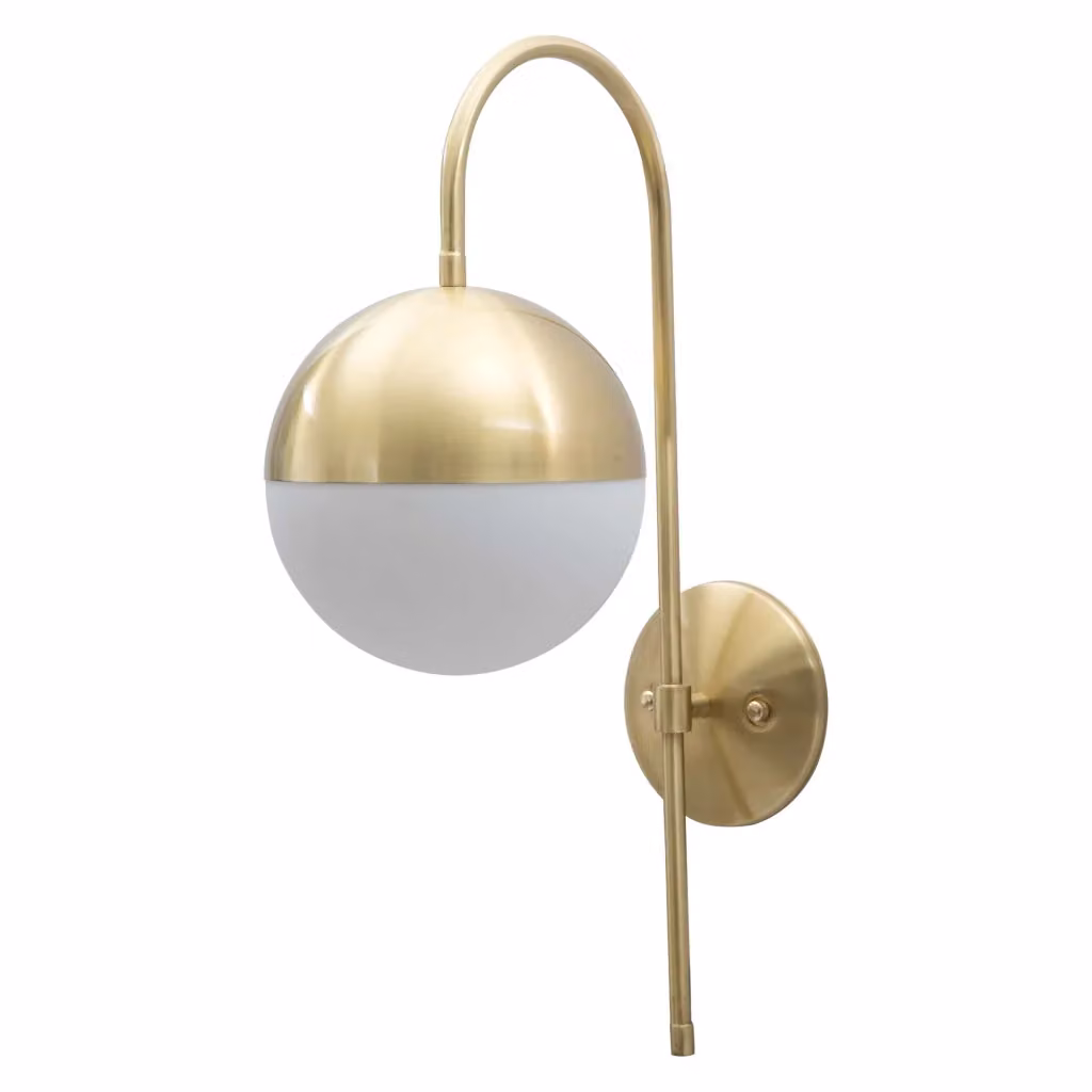 Haines Lampada da Parete Moderna in Metallo e Vetro, Colore Oro e Bianco – 2