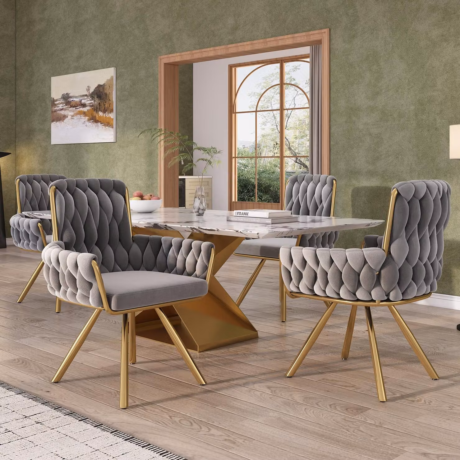Set di due poltrone da pranzo in velluto, poltrona singola per soggiorno o camera da letto, poltrona girevole per il tempo libero con quattro gambe di supporto in metallo, colore grigio. [CODICE ARTICOLO PRECEDENTE: WF310502AAG] Grigio