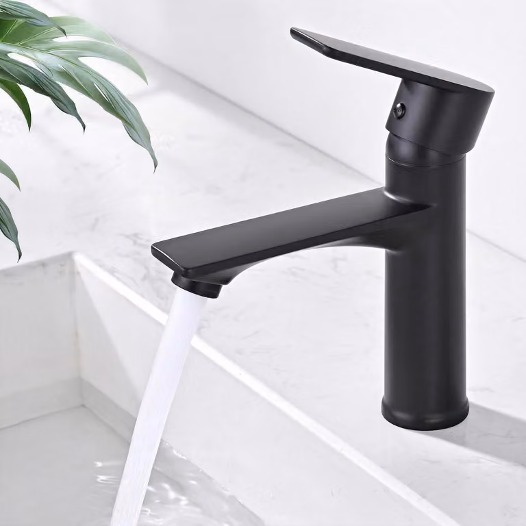 Miscelatore per lavabo, nero, monocomando, senza piombo