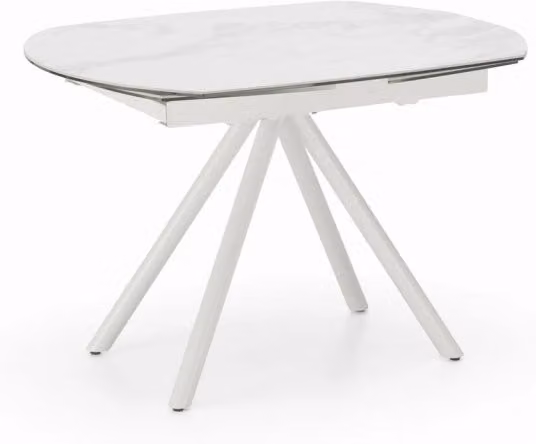 Tavolo da pranzo allungabile moderno IPERBRIKO in ceramica bianca con piano ovale e struttura a quattro gambe