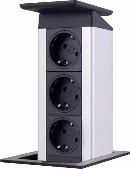 Evoline Port Push presa a scomparsa con 3x prese VDE acciaio inox / nero