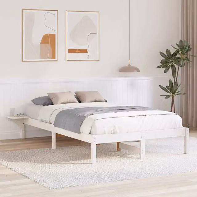 Letto moderno vidaXL in pino massello bianco con cassetti L/P/H: 120 x 200 x 170 cm