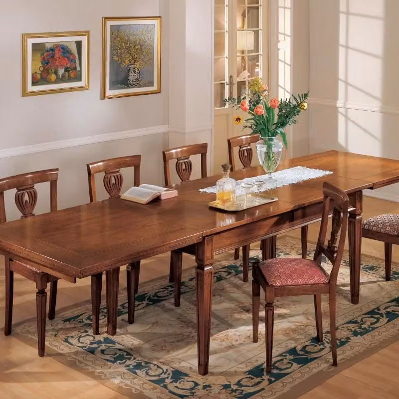 Tavolo allungabile rettangolare classico Greca Bassano in legno marrone Mobili 2G L: 180 cm, P: 90 cm, H: 78 cm – 2