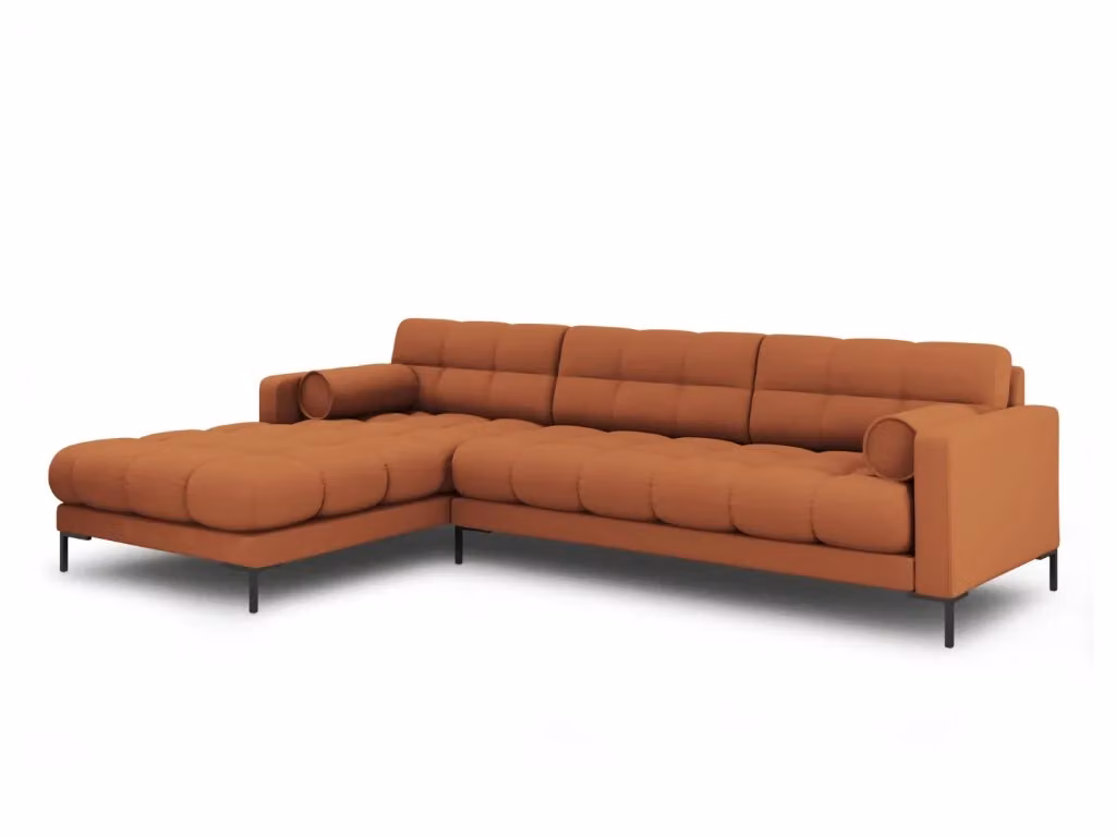 Divano angolare sinistro Bali di Cosmopolitan Design, 5 posti in tessuto strutturato arancione, L 293 x P 185 x H 75 cm – 2