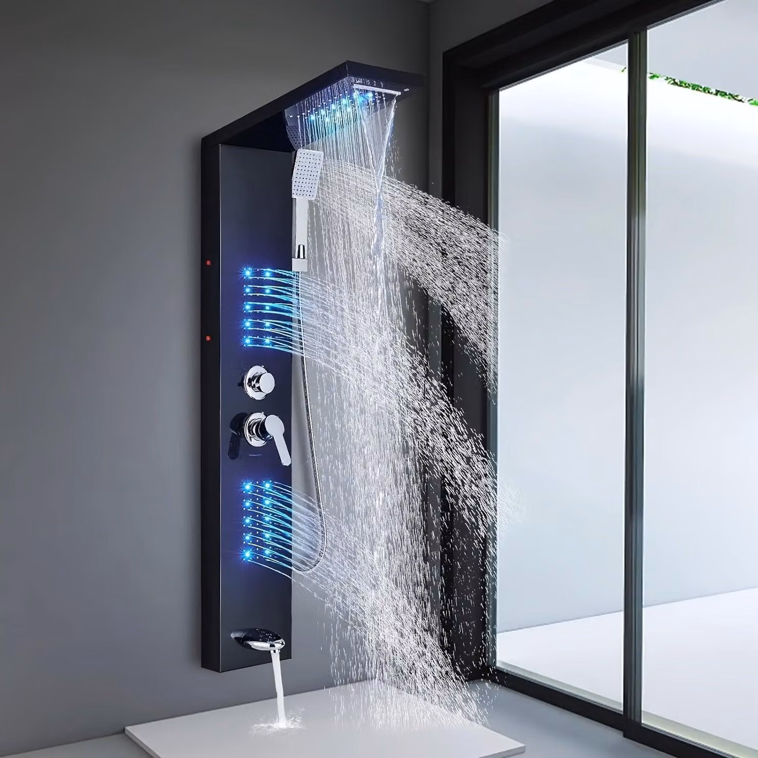 Pannello doccia – Soffione a pioggia – Funzione cascata – Doccia massaggio – Acciaio inossidabile – Multifunzione