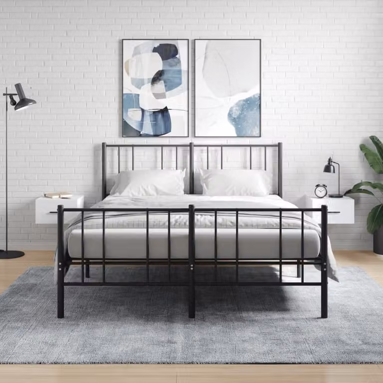 Set di 2 comodini da muro vidaXL bianchi in stile moderno L: 35 cm, P: 35 cm, H: 20 cm
