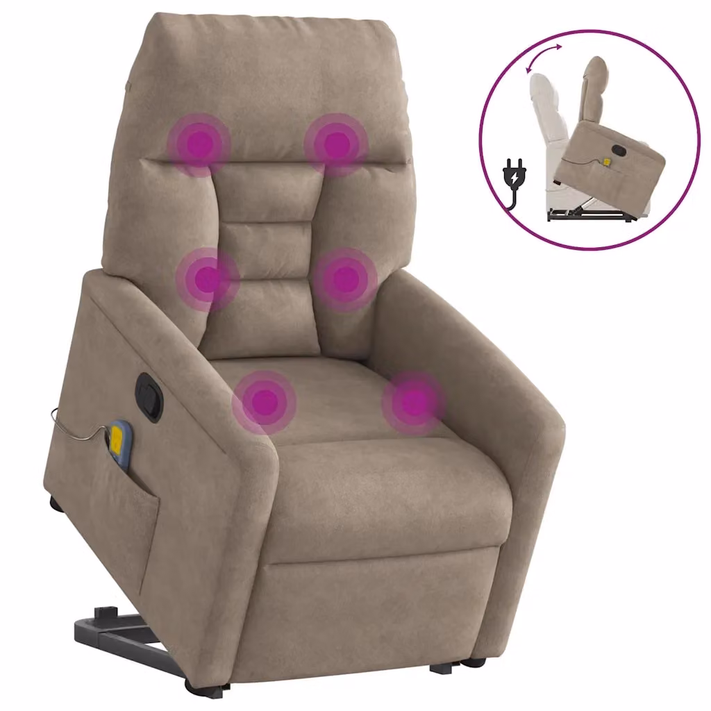Poltrona Alzapersona Reclinante con Assistenza Elettrica vidaXL in Microfibra Beige – 2