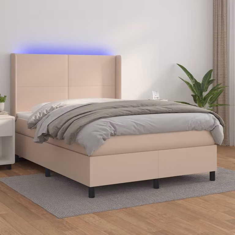 Maison Exclusive - Giroletto Molle Materasso e LED Cappuccino 140x200cm Pelle finta