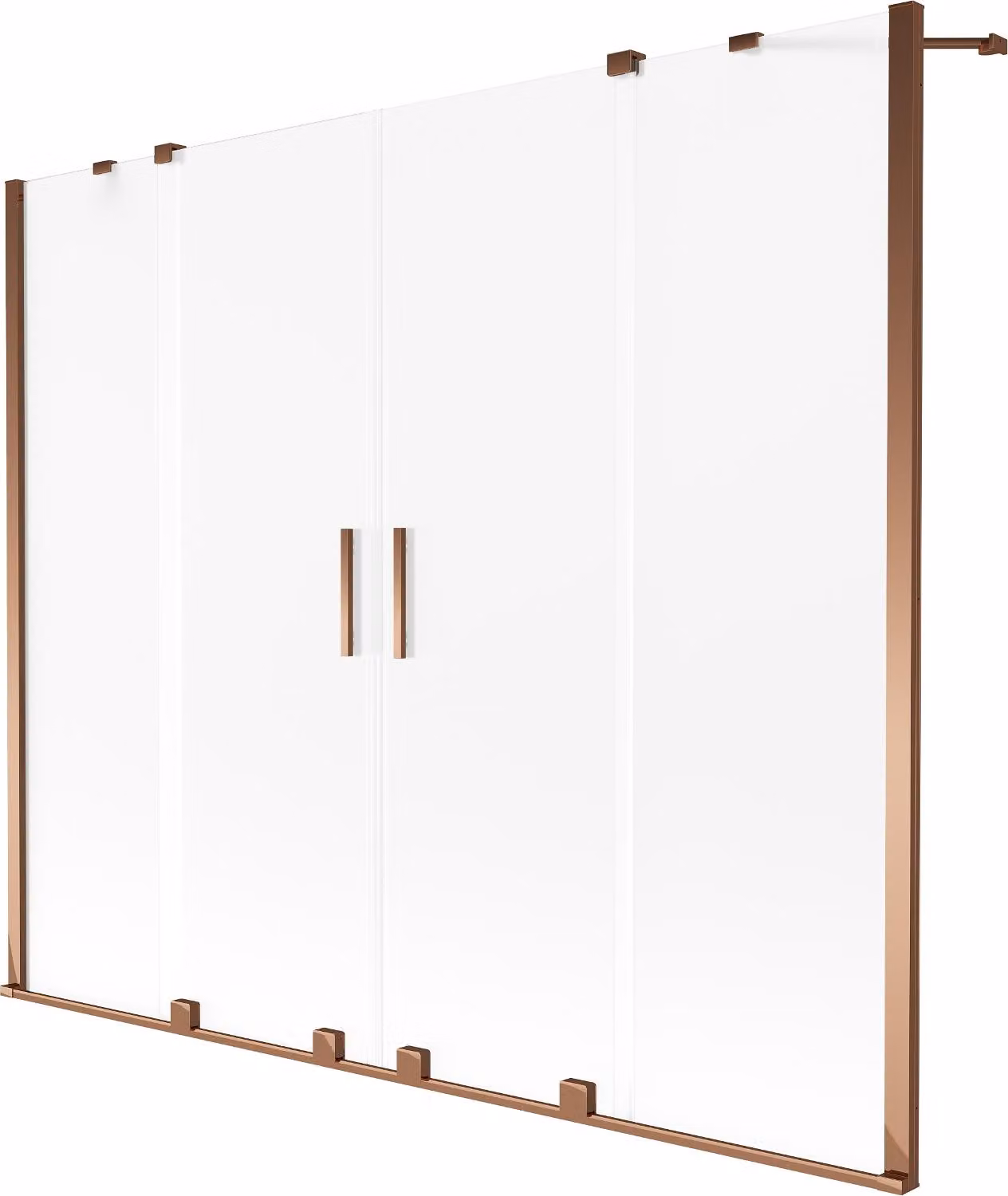 Mexen Velar Duo paravento per vasca da bagno a 2 ante scorrevoli 200 x 150 cm, satinato, oro rosa - 896-200-000-32-60