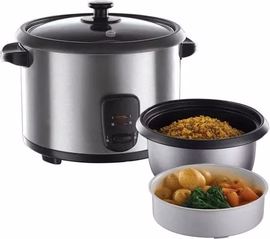 Russell Hobbs Cuociriso 700W con Funzione Mantenimento Calore, Nero e Argento