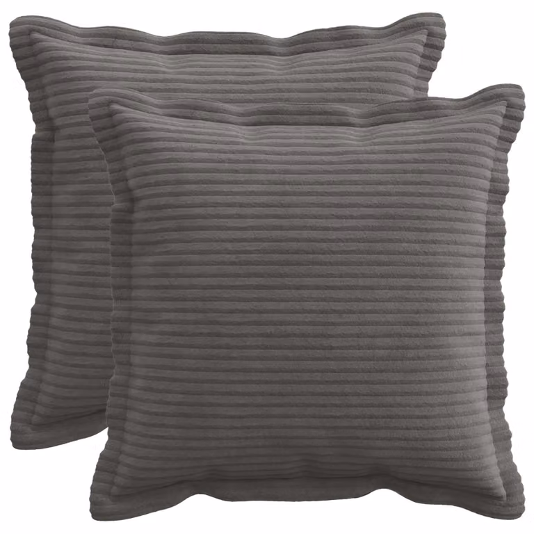 Set di 2 federe vidaXL HOUTEN in velluto a coste, Grigio Scuro, 45 x 45 cm