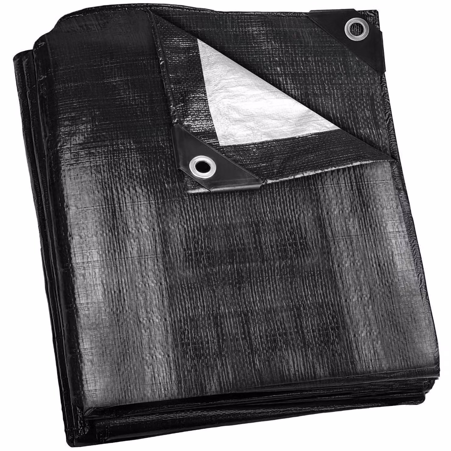 Telo di copertura impermeabile con occhielli, tessuto in PE da 120 g/m², dimensioni 6m x 8m, colore nero e argento