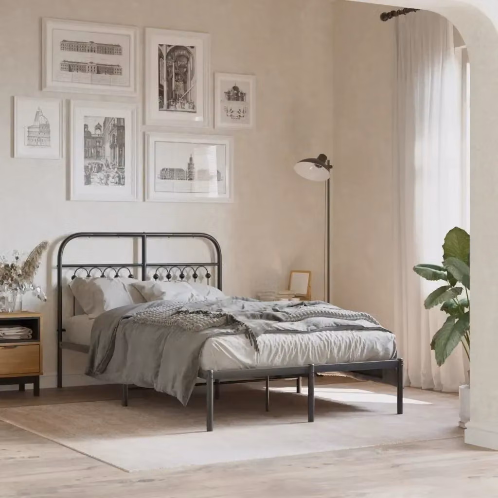 Letto matrimoniale con testiera in metallo nero DESIGN IN L/P: 120 x 200 cm – 2