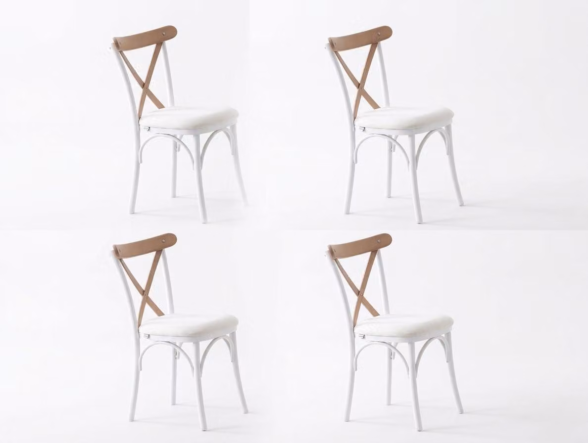 Set di sedie, 4 sedie moderne in tessuto, comode, bianche, morbide e confortevoli