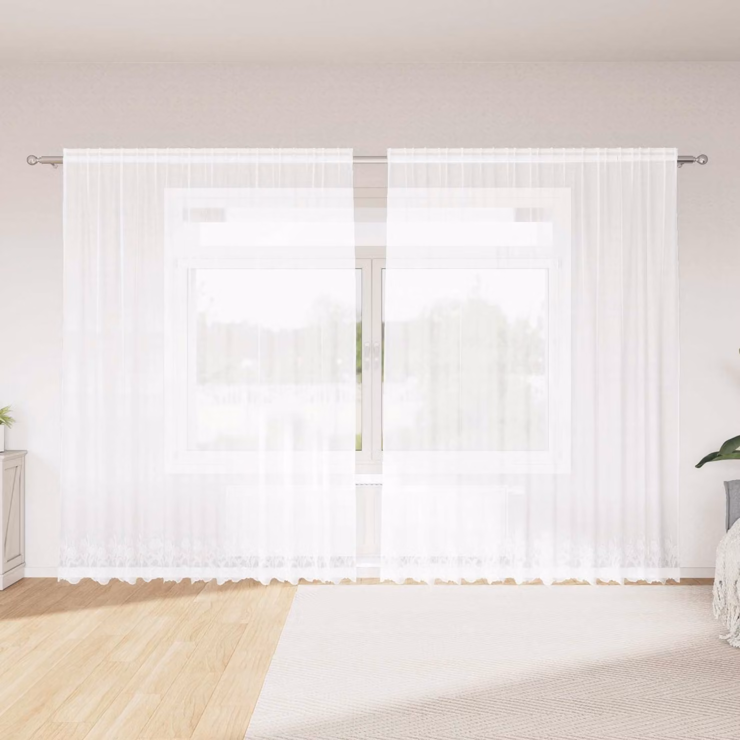 vidaXL Tenda in Pizzo Semitrasparente Bianca in Poliestere L: 300 cm, H: 245 cm