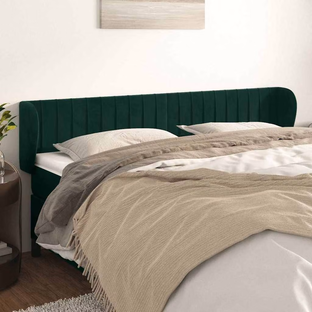 Testiera ad orecchio vidaXL in velluto verde scuro L: 183 cm, P: 23 cm, H: 78-88 cm