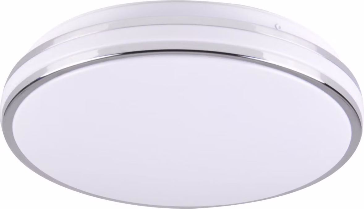 Plafoniera LED rotonda ORBIT cromata bianca 24W, luce bianca neutra 2600 lm, materiale plastico, dimensioni: 7x38x38 cm, IP20, Polux