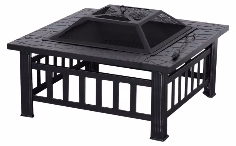 Braciere quadrato nero - 81x81x44,5 centimetri - Acciaio legato