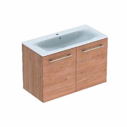 Geberit Selnova Square - Mobile lavabo 635x988x480 mm, con lavabo, 2 ante, noce chiaro 501.263.00.1