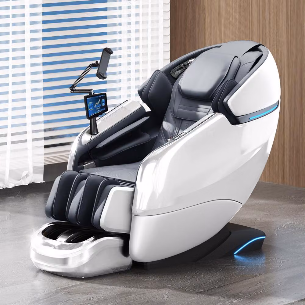 sedia da massaggio 4D per tutto il corpo, con funzione di riscaldamento, massaggio profondo, adatto a tutto il corpo, binari Bluetooth SL Bianco L155xL76xH116cm /G6Bai/
