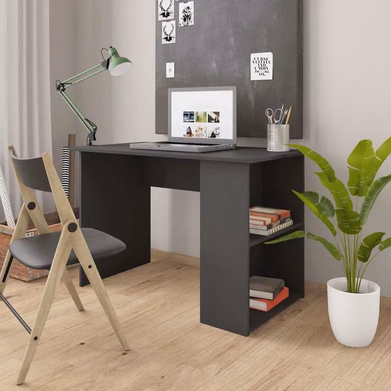 Scrivania moderna vidaXL in legno grigio L: 110 cm, P: 60 cm, H: 73 cm