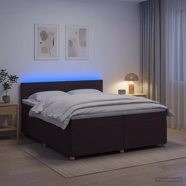 Maison Exclusive - Letto boxspring con materasso marrone scuro 200 x 200 cm Tessuto