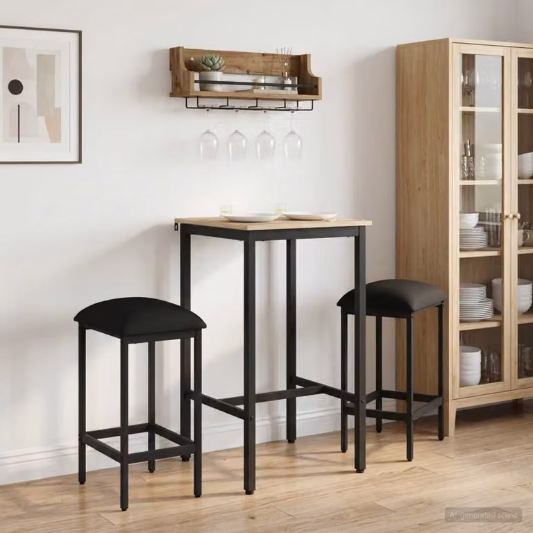 Set di 2 sgabelli da bar vidaXL neri in ecopelle e metallo L/P/H: 40 x 32 x 74 cm