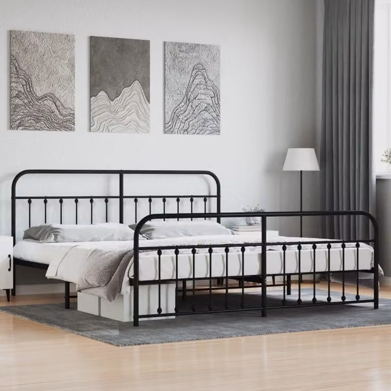vidaXL Giroletto con testiera e pediera in metallo nero 193x203 cm - Giroletto - Giroletto - Cornice letto - Letto