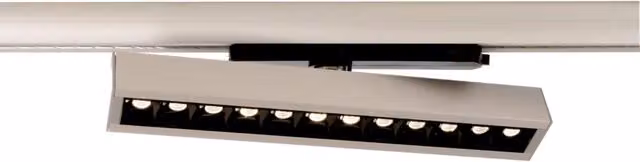 Faretto SPOT su binario trifase PLANETITALY in alluminio regolabile da 23W a 32W, luce LED bianco freddo 4000K, colore grigio