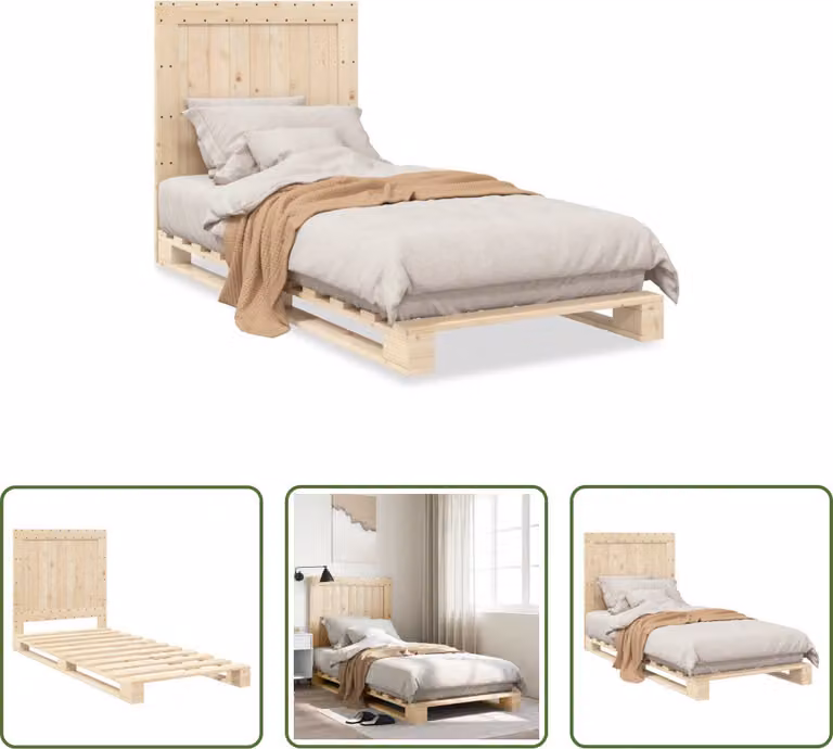 The Living Store Letto in legno massiccio con testiera 90x200 cm in pino