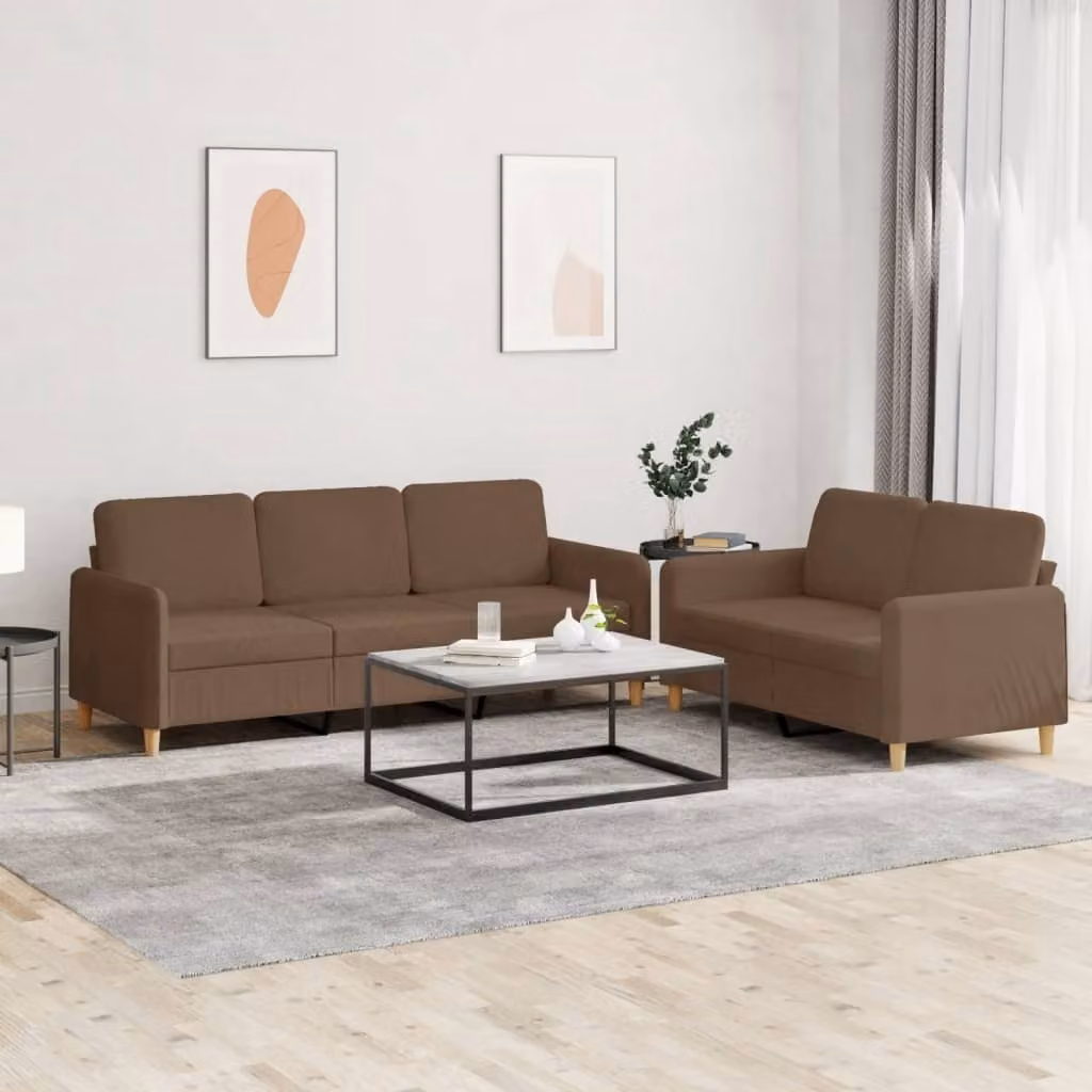 Maison Exclusive - Set divano a 2 posti con cuscini in tessuto marrone