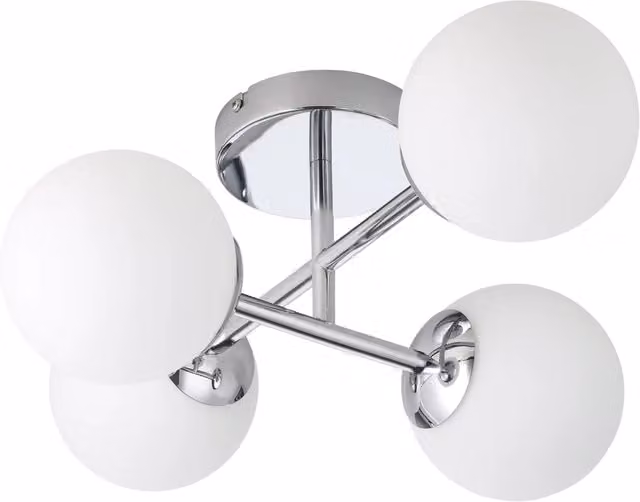 Plafoniera Eglo Castrovido Moderna in Acciaio Cromo e Vetro Bianco con 4 Luci G9 per Bagno IP44