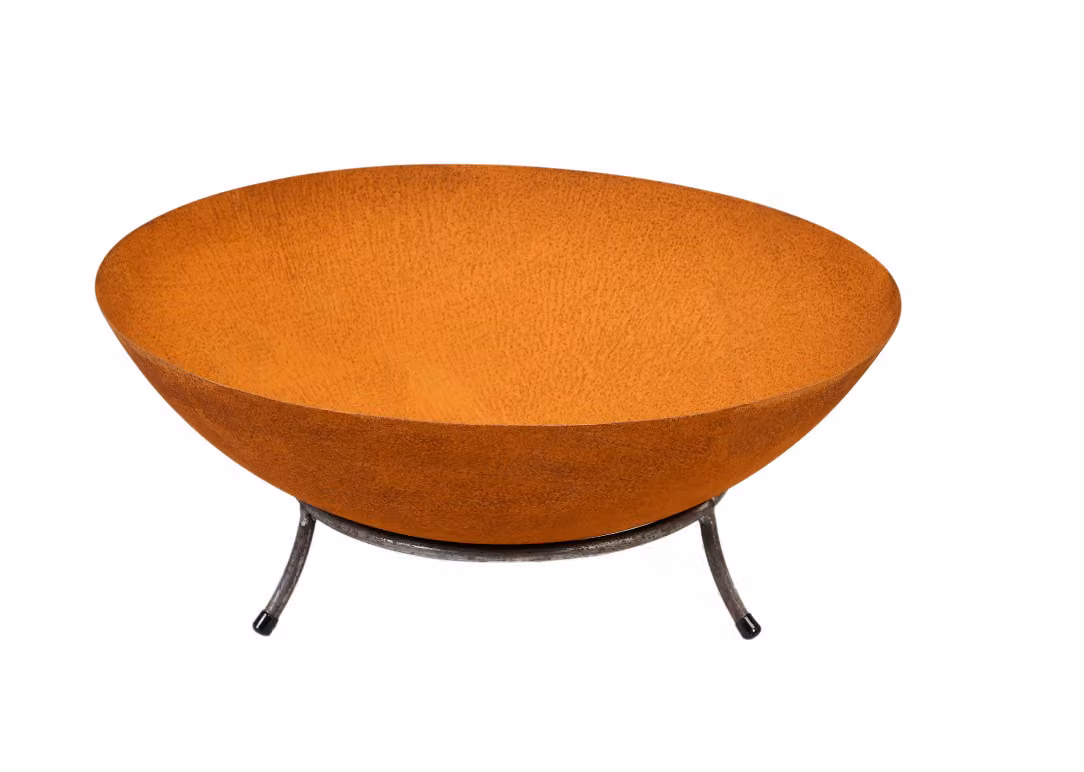 KÖHKO® Braciere Braga Ø 45 × H 20 cm in ferro effetto ruggine con 3 piedini | Ideale per giardino, terrazza, barbecue, campeggio e decorazione