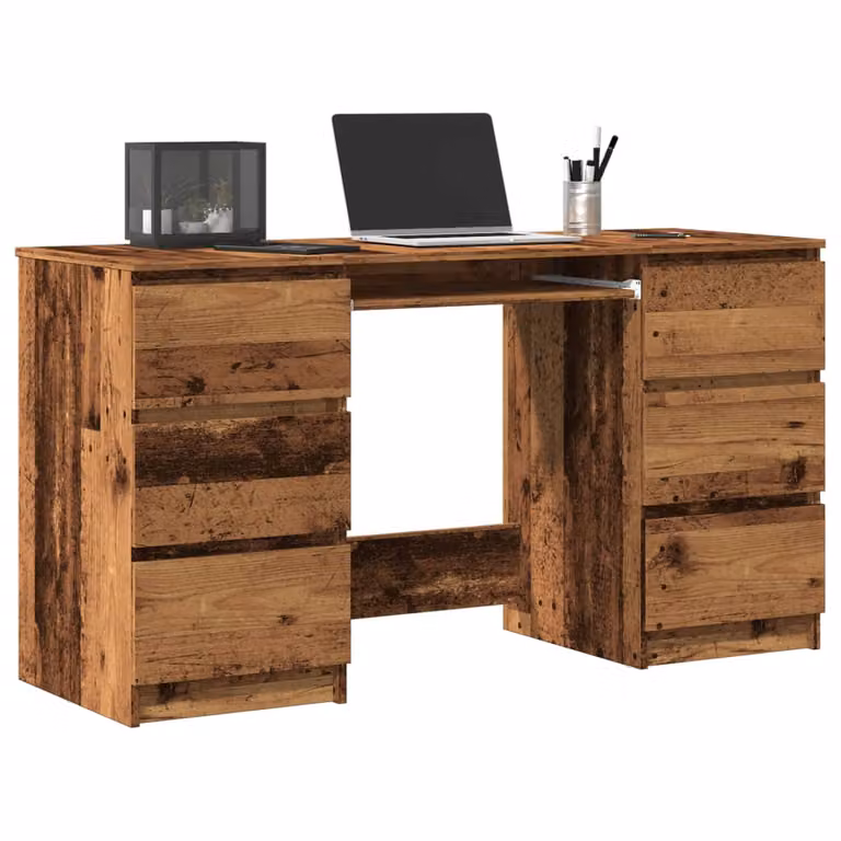 Scrivania da computer vidaXL in legno e MDF marrone, L 140 x P 50 x H 77 cm