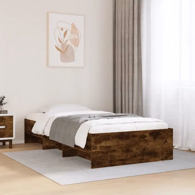 Struttura Letto Design Mania in Rovere Fumo con Doghe in Legno, L 90 x P 200 cm