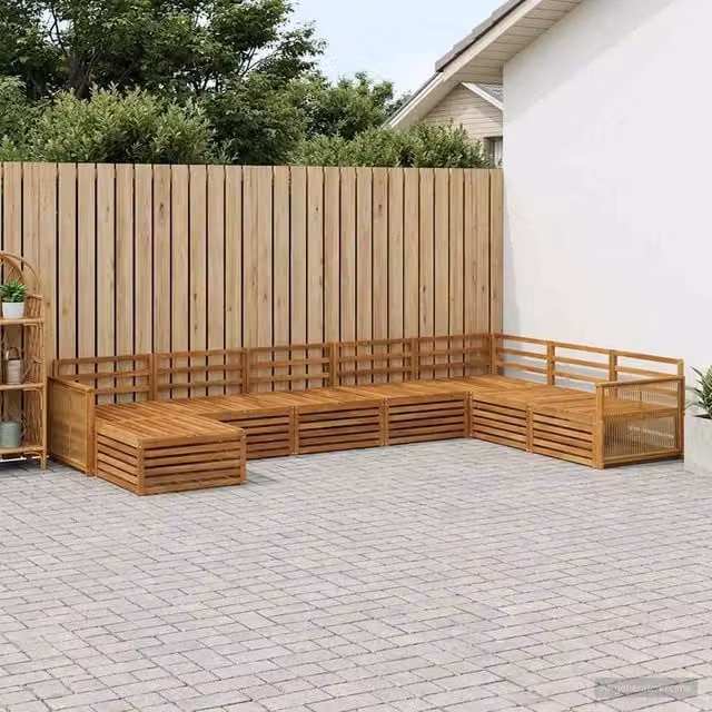 Set di divani da esterno 8 pz Naturale Legno di Acacia Massello 3383717