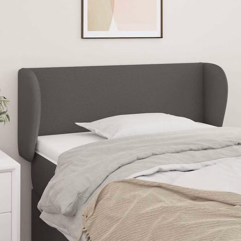 Testiera ad orecchio vidaXL in similpelle grigia con struttura in legno, L: 93 cm, P: 23 cm, H: 78-88 cm
