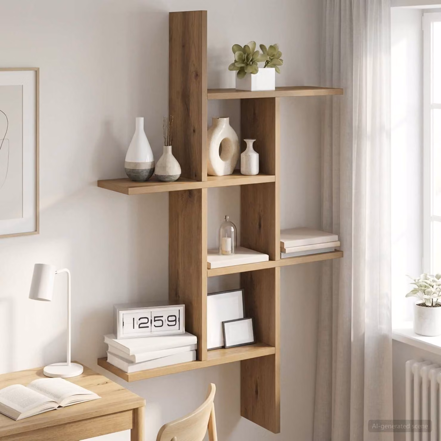 Scaffale da parete moderno vidaXL in legno color marrone L: 61 cm, P: 15 cm, H: 102 cm