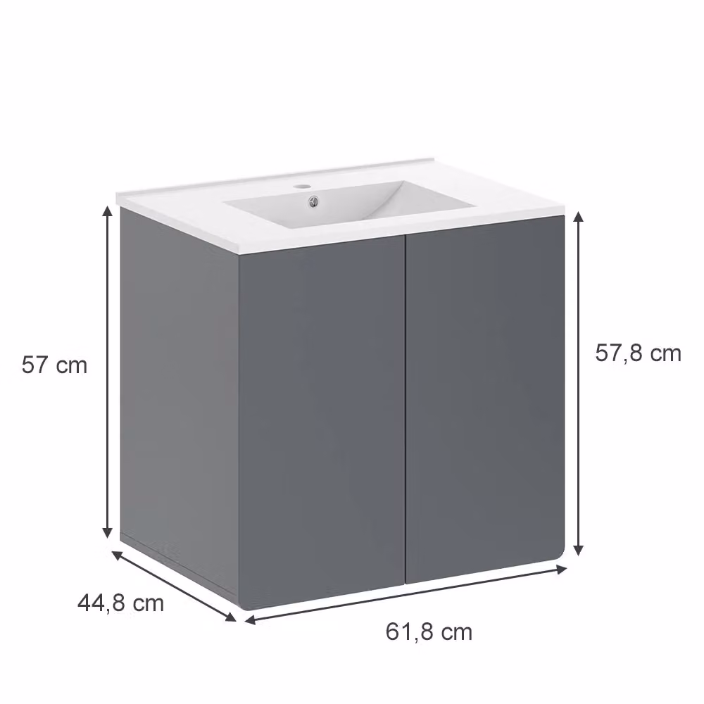 Mobiletto per lavabo Izan Vicco Grigio, set di 2 pezzi moderno a parete – 2